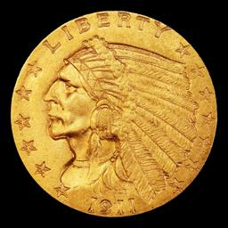 1911-p Gold Indian Quarter Eagle TOP POP! $2 1/2 ms66 USCG