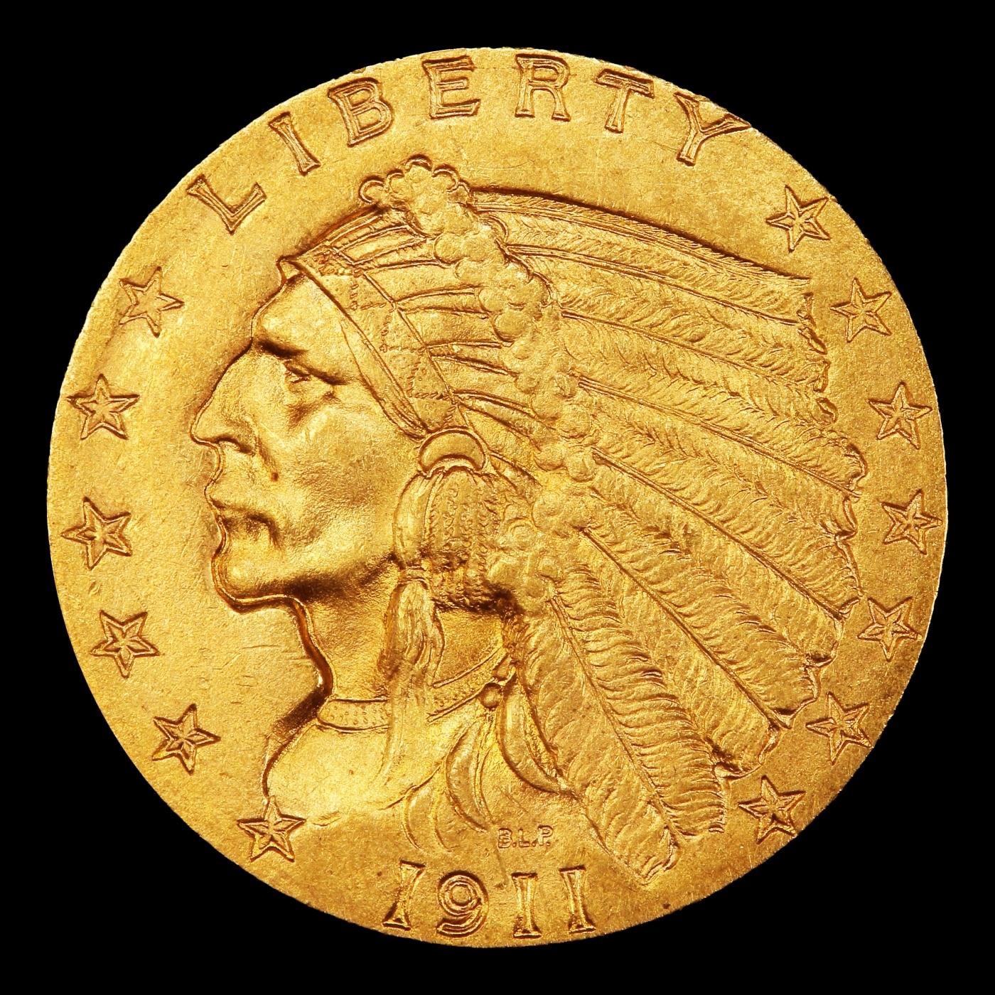 1911-p Gold Indian Quarter Eagle TOP POP! $2 1/2 ms66 USCG