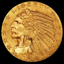 1915-p Gold Indian Half Eagle $5 ms64+ USCG
