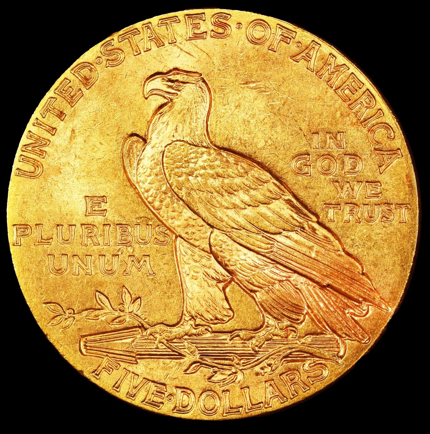1915-p Gold Indian Half Eagle $5 ms64+ USCG