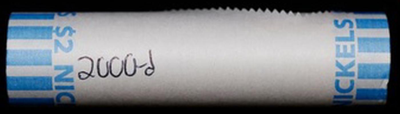 BU Shotgun Jefferson 5c roll, 2000-d 40 pcs Bank $2 Nickel Wrapper