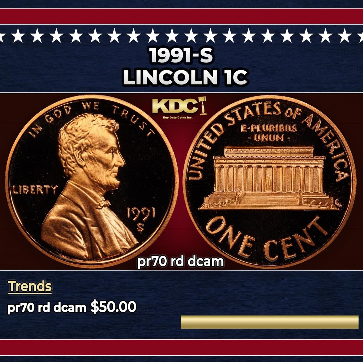 1991-s Proof Lincoln Cent 1c pr70 rd dcam SEGS