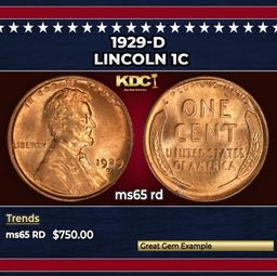 1929-d Lincoln Cent 1c ms65 rd SEGS