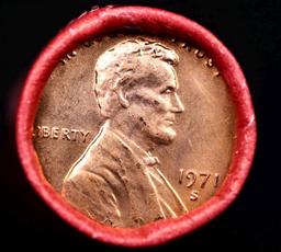 BU Shotgun Lincoln 1c roll, 1971-s 50 pcs Bank Wrapper 50c