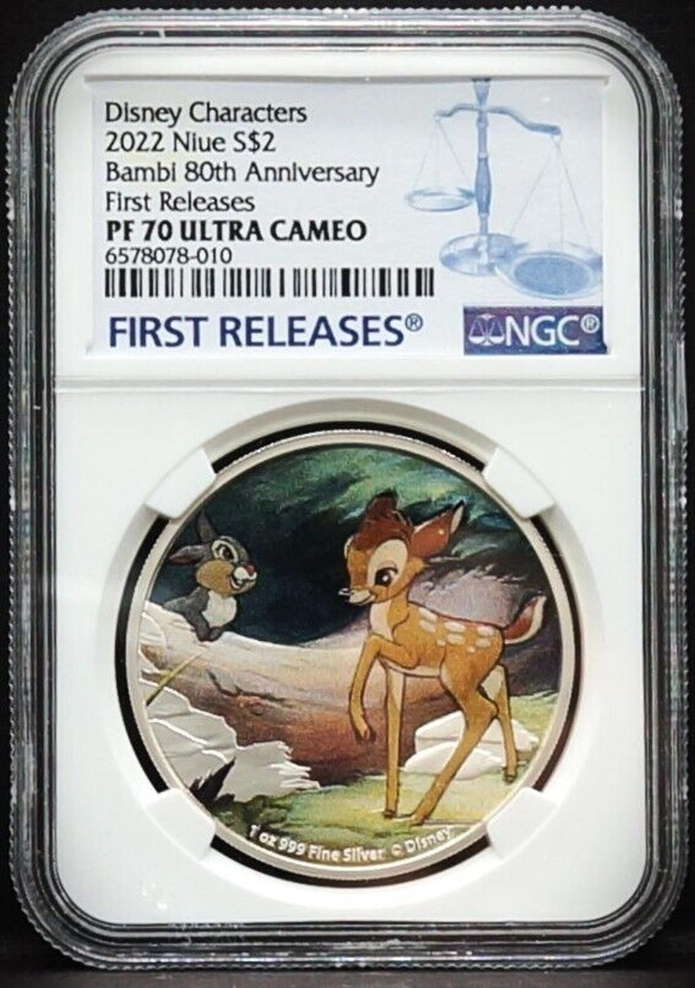 NGC 2022 Disney Silver Bambi 80th Anniversary $2 Niue Colorized Proof pr70 dcam NGC Other Toy