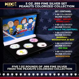 5 OZ .999 Fine Silver Set Peanuts Colorized Collection