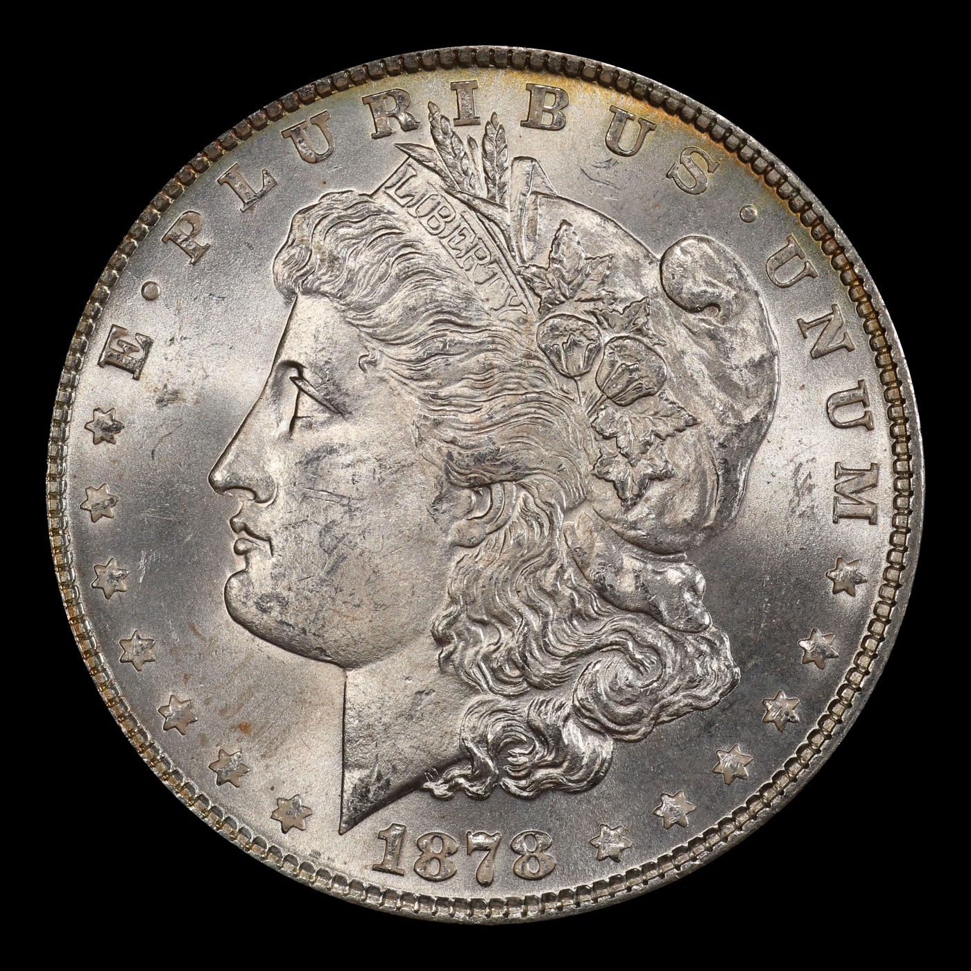1878-p 7tf Morgan Dollar $1 Grades ms63+