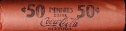 NEW! *WatchmakerÂ’s Hoard* Original Covered End Coca Cola Mixed Lincoln Wheat Cent Roll 1c 50 Coins