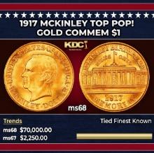 1917 McKinley Gold Commem Dollar TOP POP! 1 ms68 SEGS