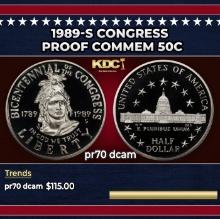 1989-S Congress Proof Modern Commem Half Dollar 50c pr70 dcam SEGS