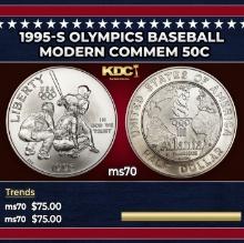 1995-s Olympics Baseball Modern Commem Half Dollar 50c ms70 SEGS