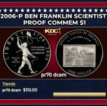 2006-P Ben Franklin Scientist Proof Modern Commem Dollar $1 pr70 dcam SEGS
