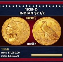 1925-d Gold Indian Quarter Eagle $2 1/2 ms65+ SEGS