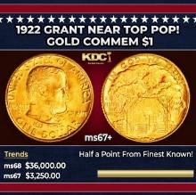 1922 Grant Gold Commem Dollar Near Top Pop! 1 ms67+ SEGS