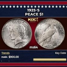 1925-s Peace Dollar $1 Grades ms64