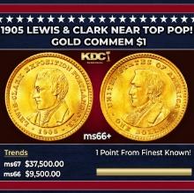 1905 Lewis & Clark Gold Commem Dollar Near Top Pop! 1 ms66+ SEGS