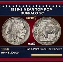 1936-s Buffalo Nickel Near Top Pop 5c ms67 SEGS