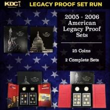 2005-2006 US Mint Legacy Proof Sets - 25 Coins Total, 2 Complete Sets Over 3oz Of Silver