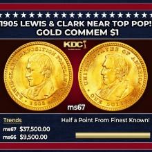 1905 Lewis & Clark Gold Commem Dollar Near Top Pop! 1 ms67 SEGS