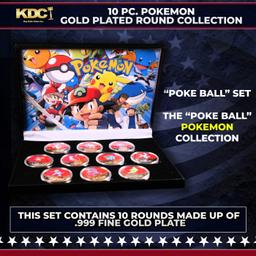 10 Coin Pokemon Gold Plated Round Collection "Poke Ball Set"