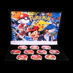 10 Coin Pokemon Gold Plated Round Collection "Poke Ball Set"