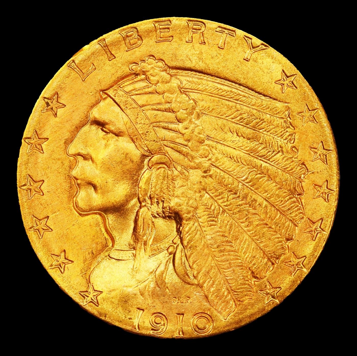 1910-p Gold Indian Quarter Eagle $2 1/2 ms65 SEGS