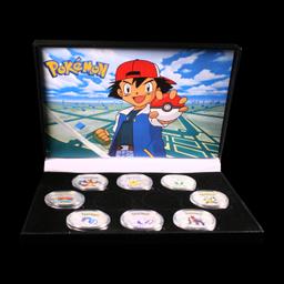 8 Coin Pokemon Silver Plated and Foiled Round Collection