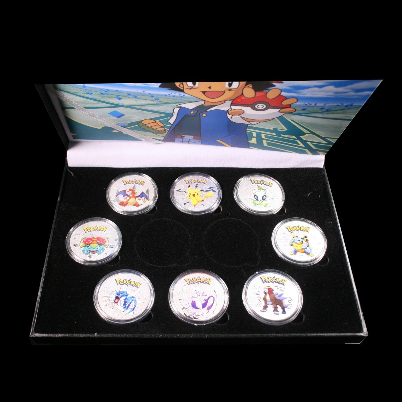 8 Coin Pokemon Silver Plated and Foiled Round Collection