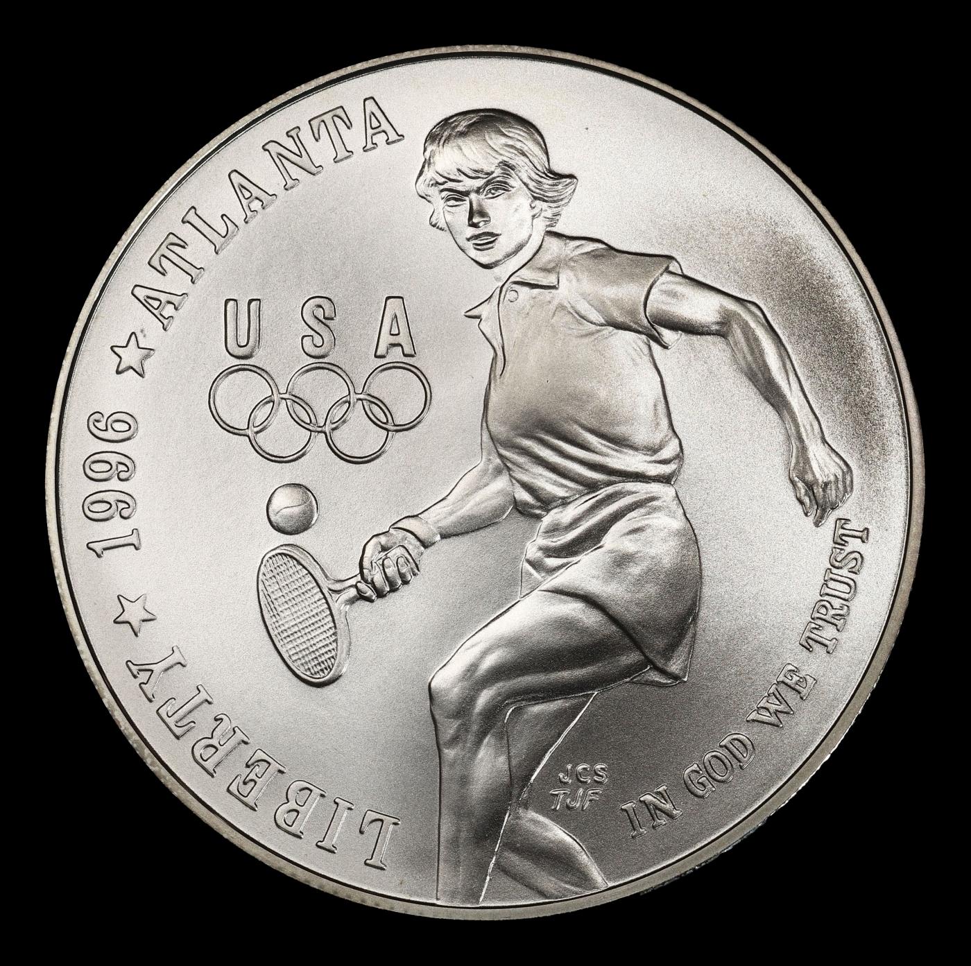 1996-d Olympics Tennis Modern Commem Dollar $1 ms70 SEGS