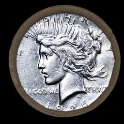 OO- Circulated 10 Coin SEARS Peace Silver Dollar $1 Roll 1925/1926 Ends