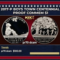 2017-p Boys Town Centennial Proof Modern Commem Dollar $1 pr70 dcam SEGS
