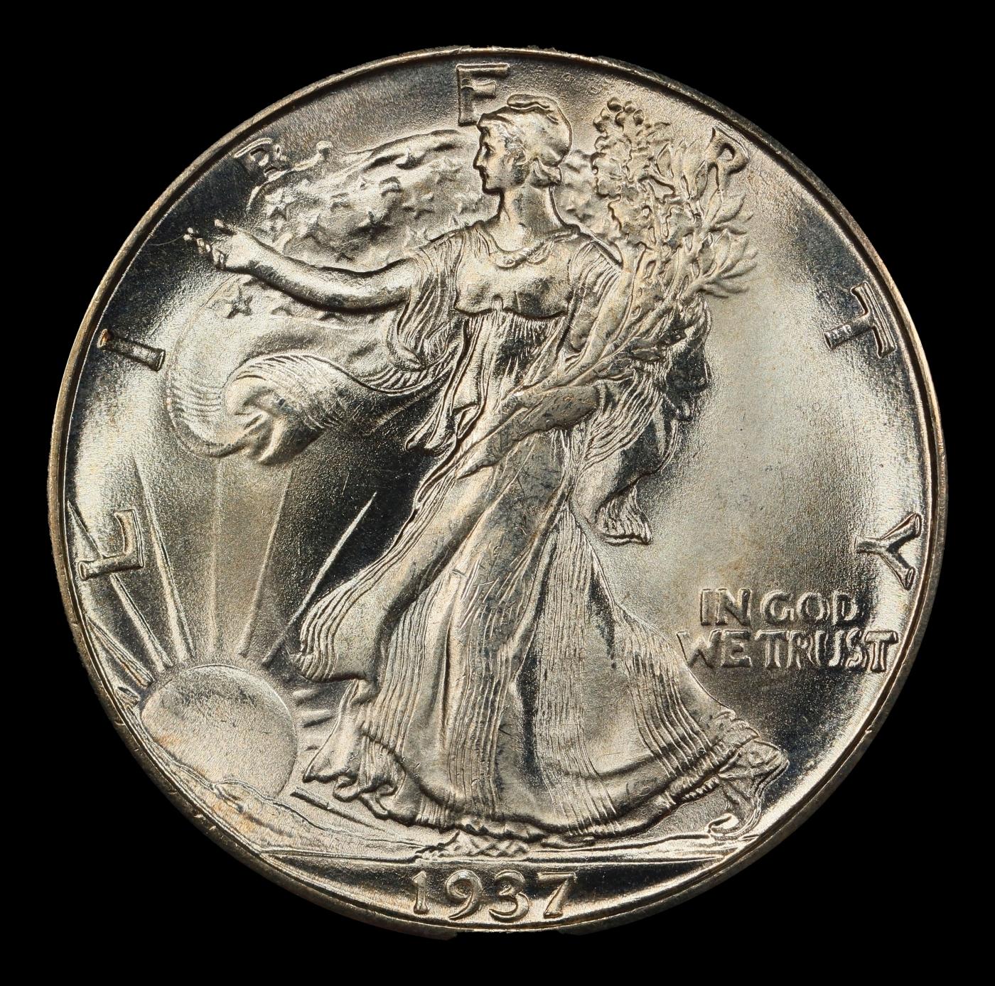 1937-d Walking Liberty Half Dollar Near Top Pop 50c ms67 SEGS