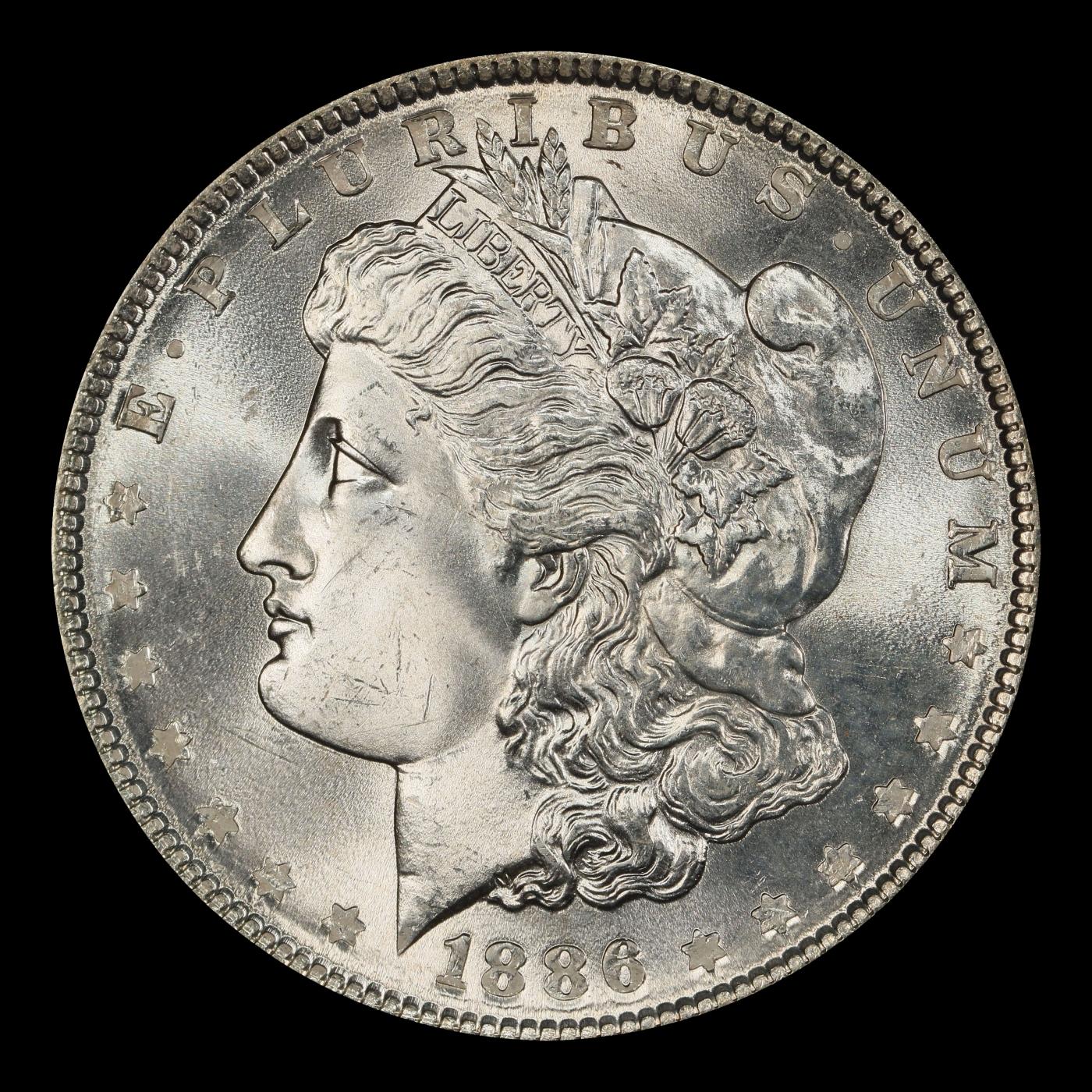 1886-p Morgan Dollar $1 Grades ms64+