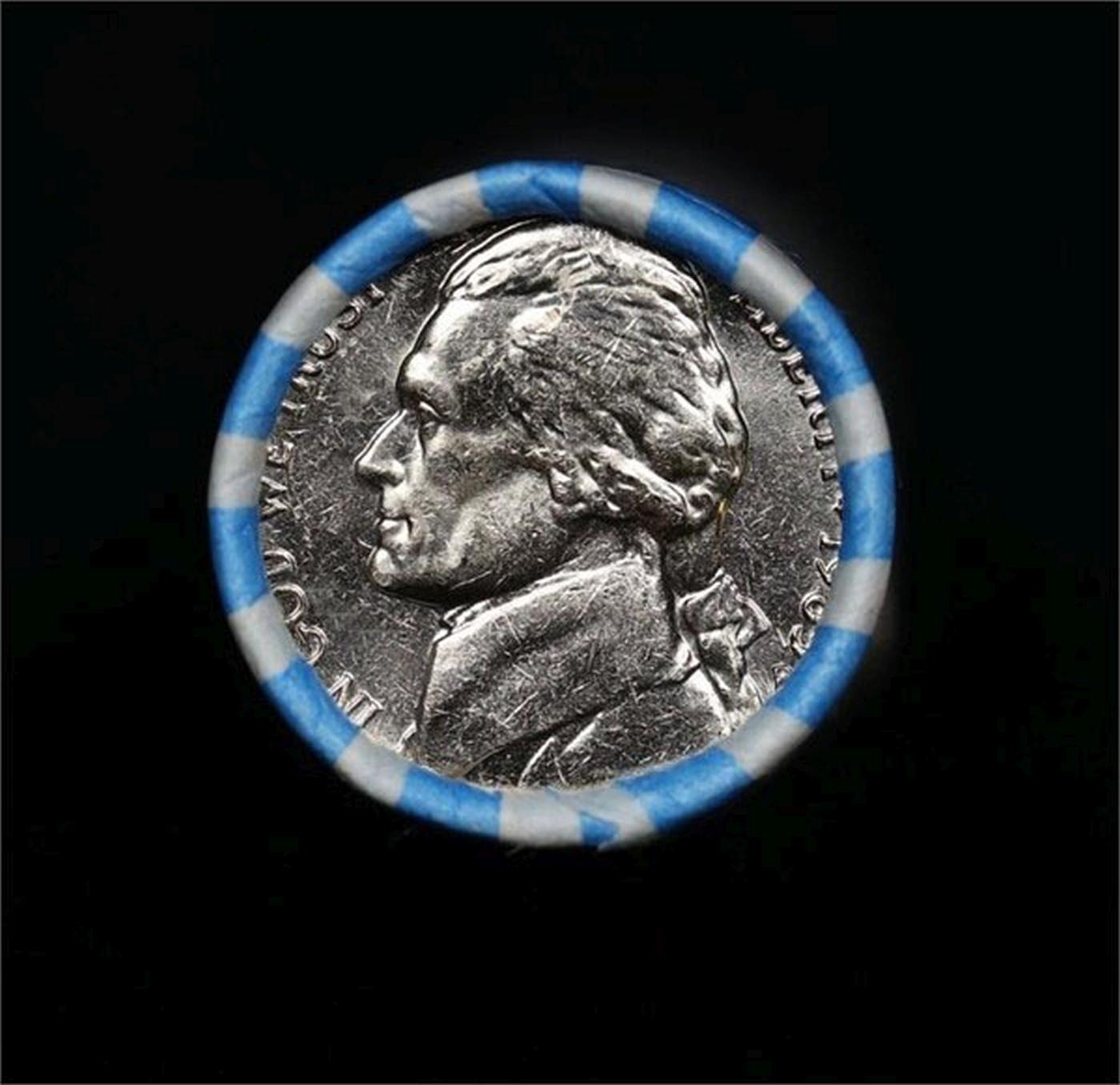 BU Shotgun Jefferson 5c roll, 1985-d 40 pcs Bank $2 Nickel Wrapper