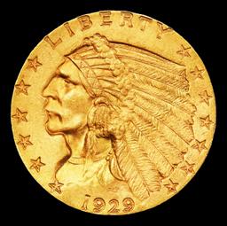 1929-p Gold Indian Quarter Eagle Near Top Pop! $2 1/2 ms66 SEGS