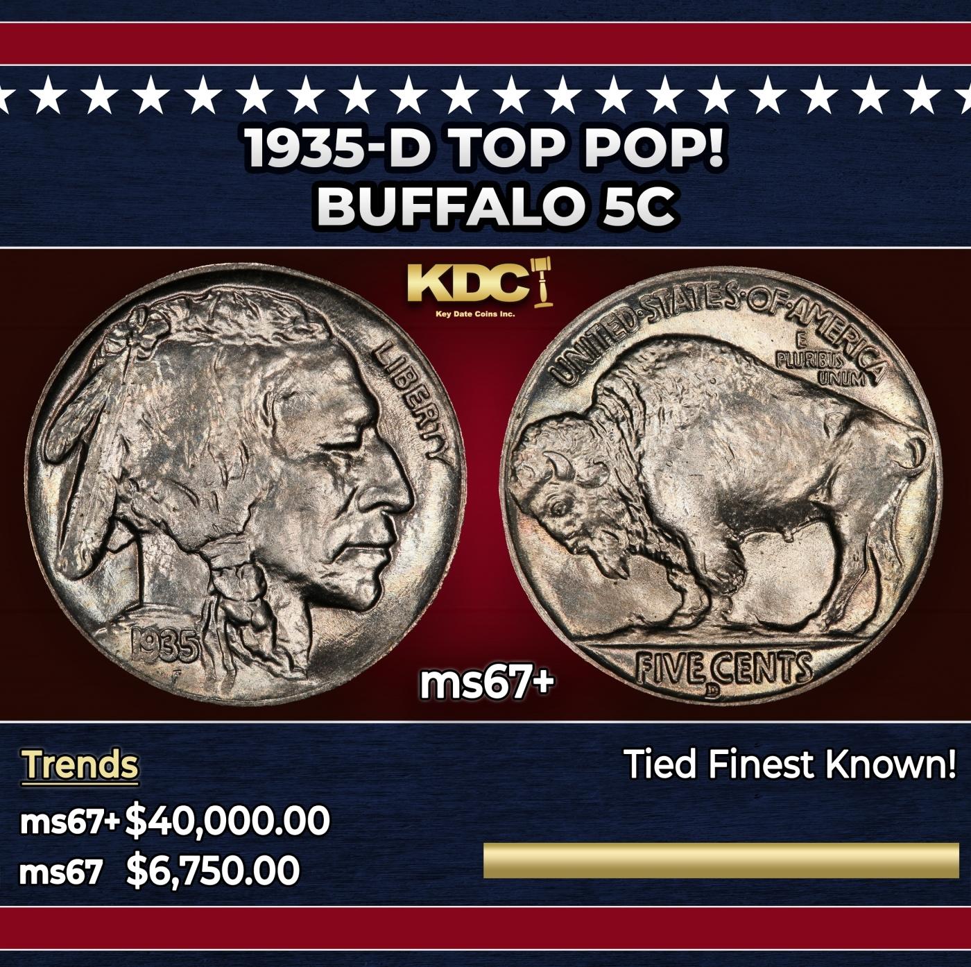 1935-d Buffalo Nickel TOP POP! 5c ms67+ SEGS