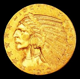 1910-d Gold Indian Half Eagle $5 ms64 USCG