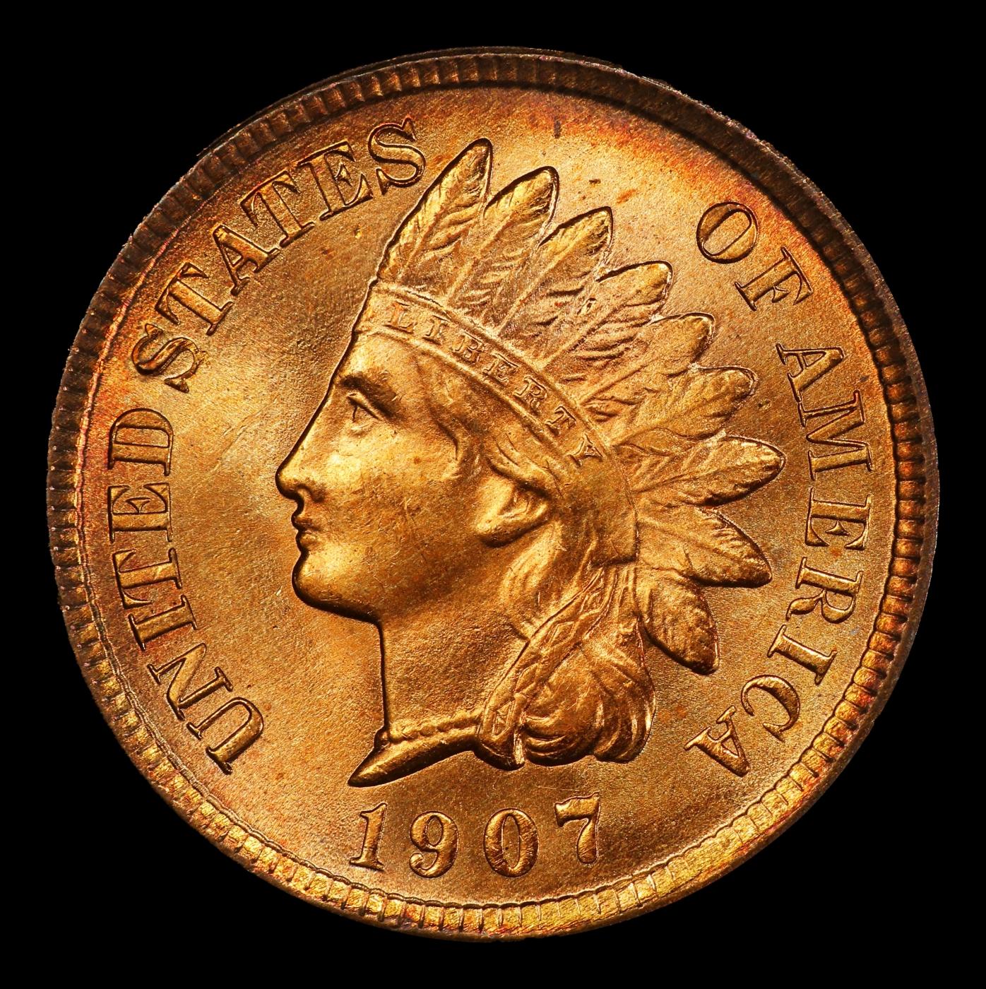 1907 Indian Cent . 1c ms65+ rd SEGS