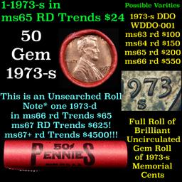 BU Shotgun Lincoln 1c roll, 1973-s 50 pcs Bank Wrapper 50c