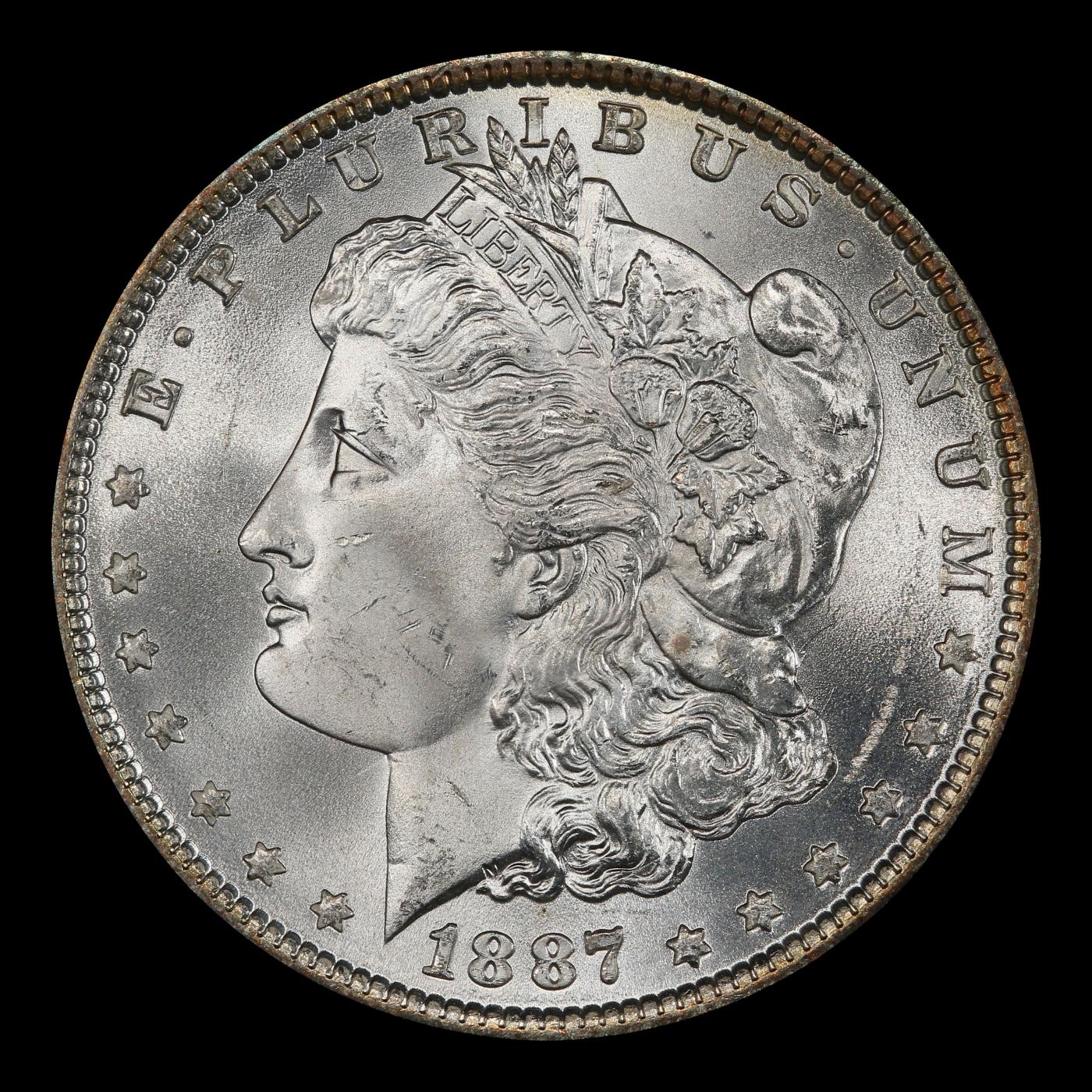 1887-p Morgan Dollar $1 Grades ms65+