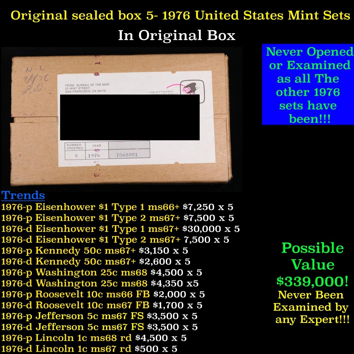 Original sealed box of 5x 1976 United States Mint Sets