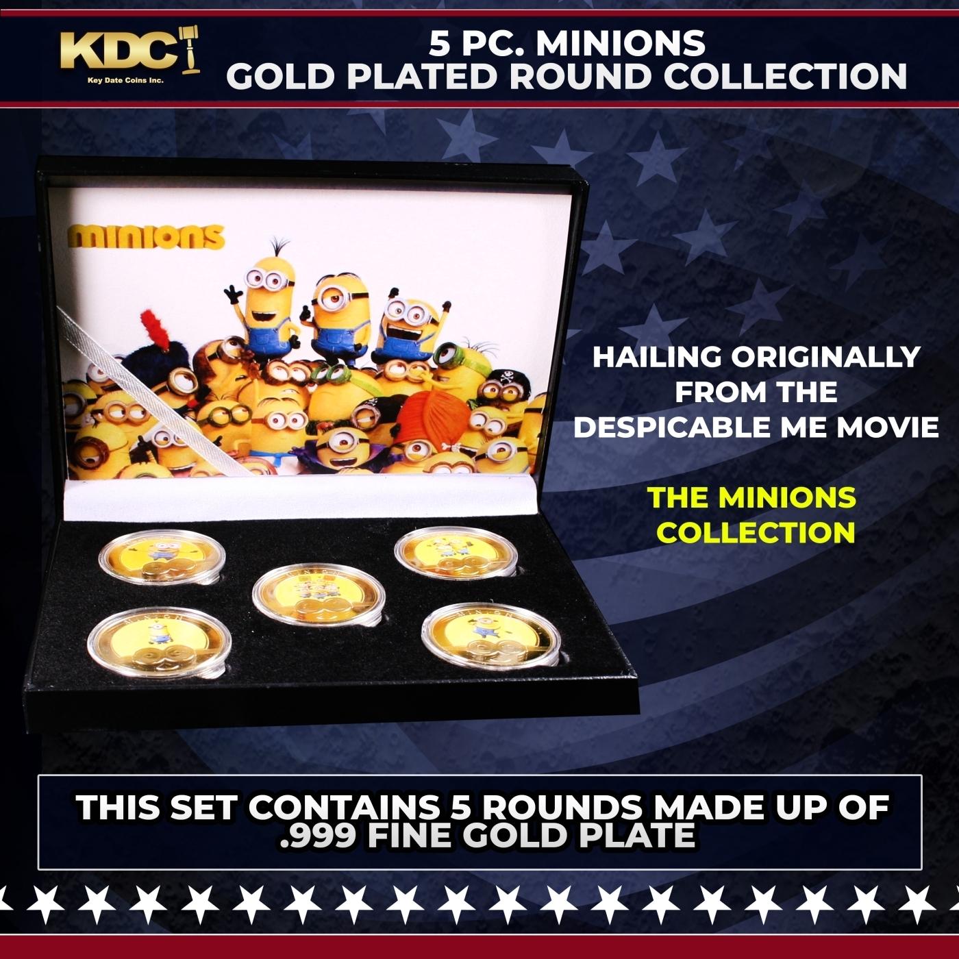 5 Coin Minions Gold Plated Round Collection