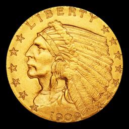 1909-p Gold Indian Quarter Eagle Near Top Pop! $2 1/2 ms66 USCG
