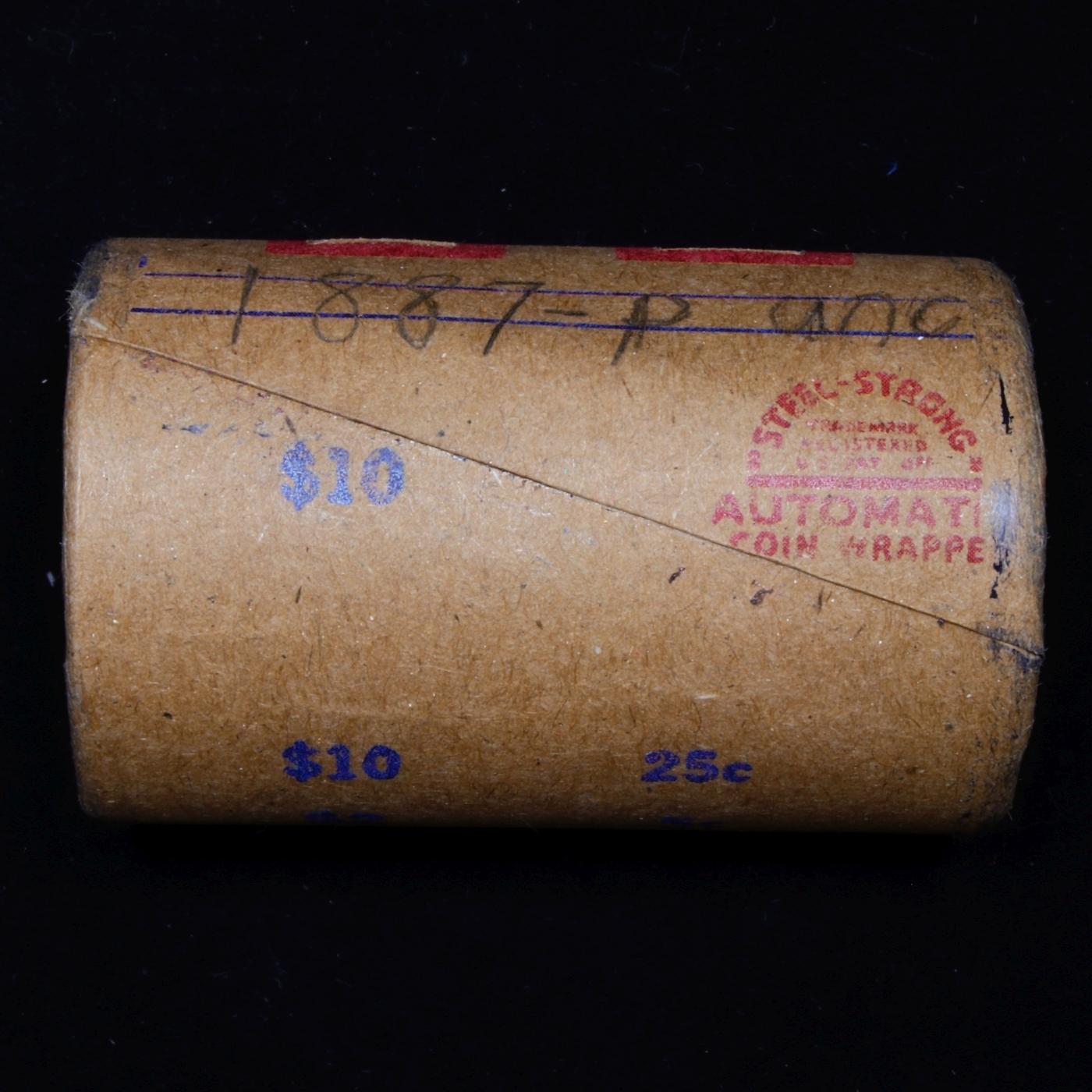 Full solid date 1887-p Uncirculated Morgan silver dollar roll, 20 coins