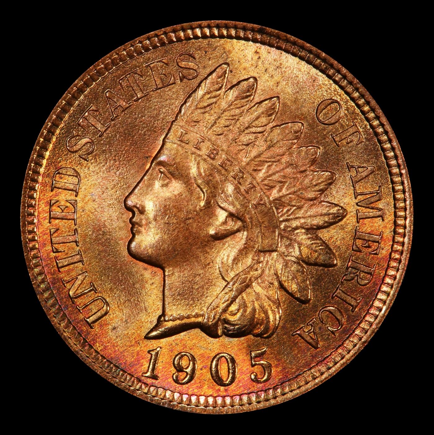 1905 Indian Cent 1c Grades ms66 rb