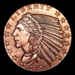 Indian Quarter & Half Eagle Style "Incuse Indian" - 1oz .999 Fine Copper Round