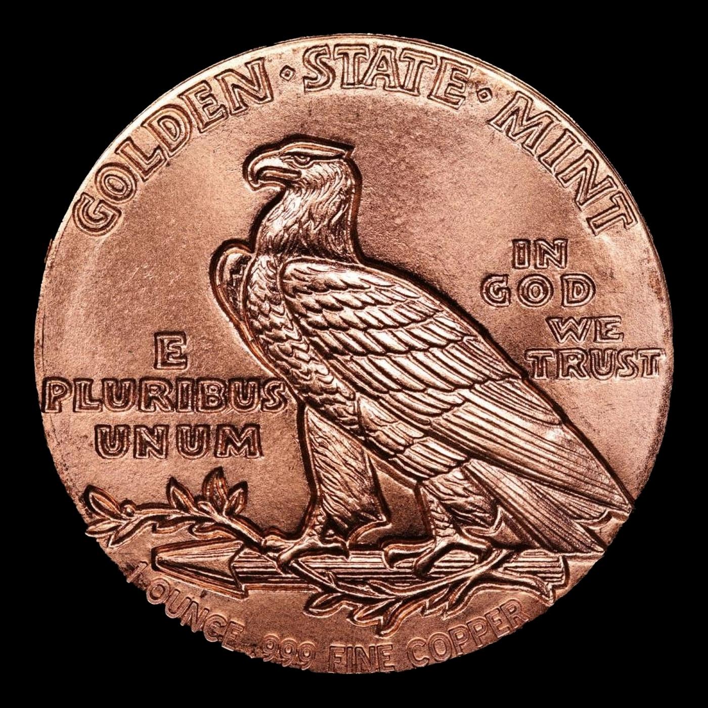 Indian Quarter & Half Eagle Style "Incuse Indian" - 1oz .999 Fine Copper Round