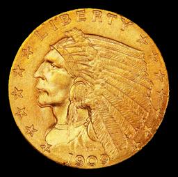 1909-p Gold Indian Quarter Eagle $2 1/2 ms65 SEGS