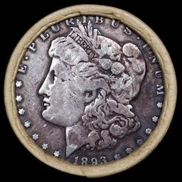 OS- Mixed Morgan/Peace SEARS Circ Dollar $1 Roll 10 1893/'P' Peace Ends