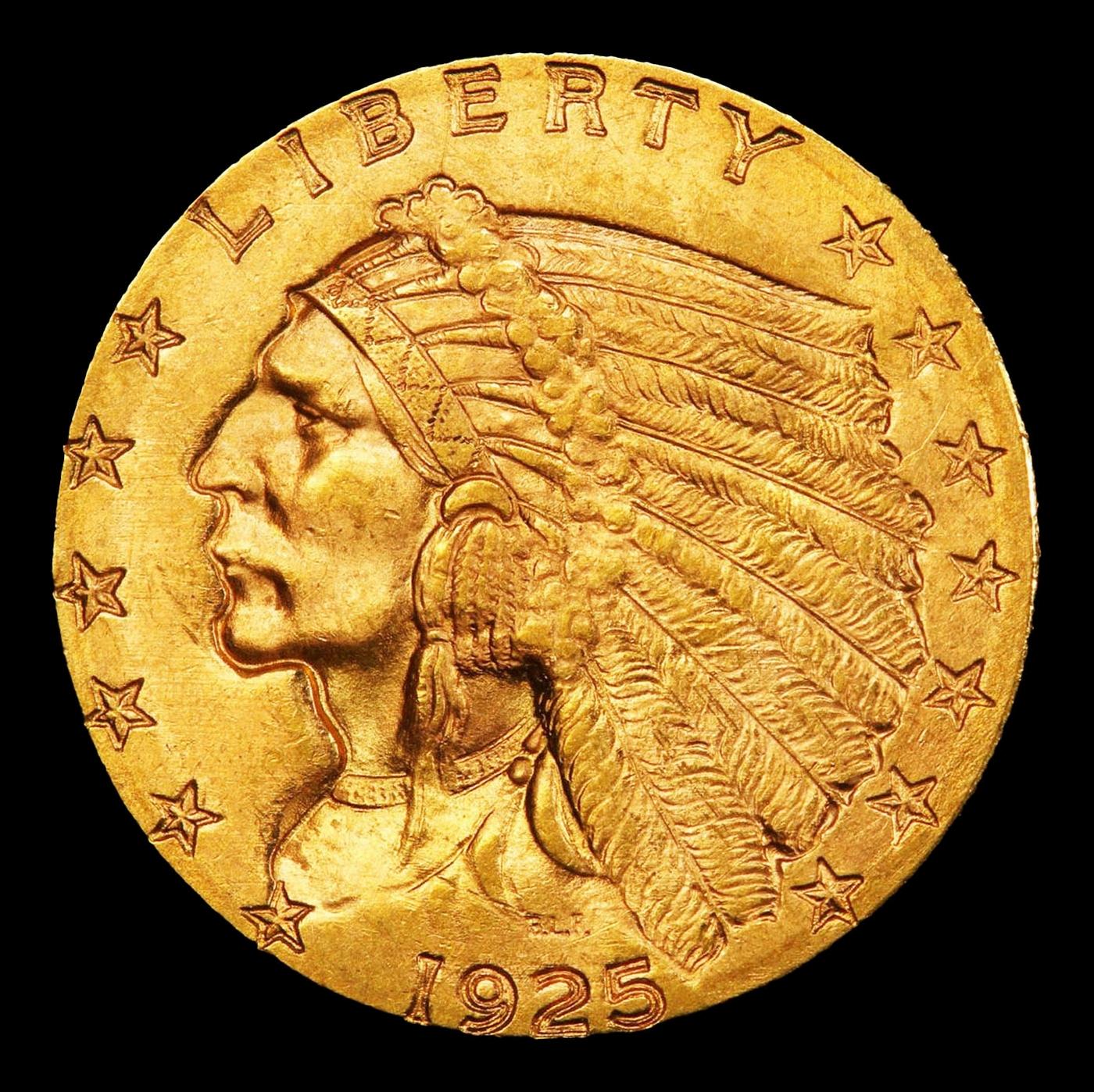 1925-d Gold Indian Quarter Eagle Near Top Pop! $2 1/2 ms66+ USCG
